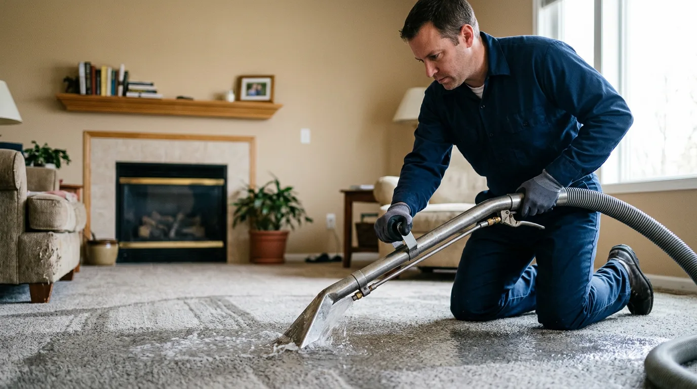 Water damage restoration technician working near North Pole, AK